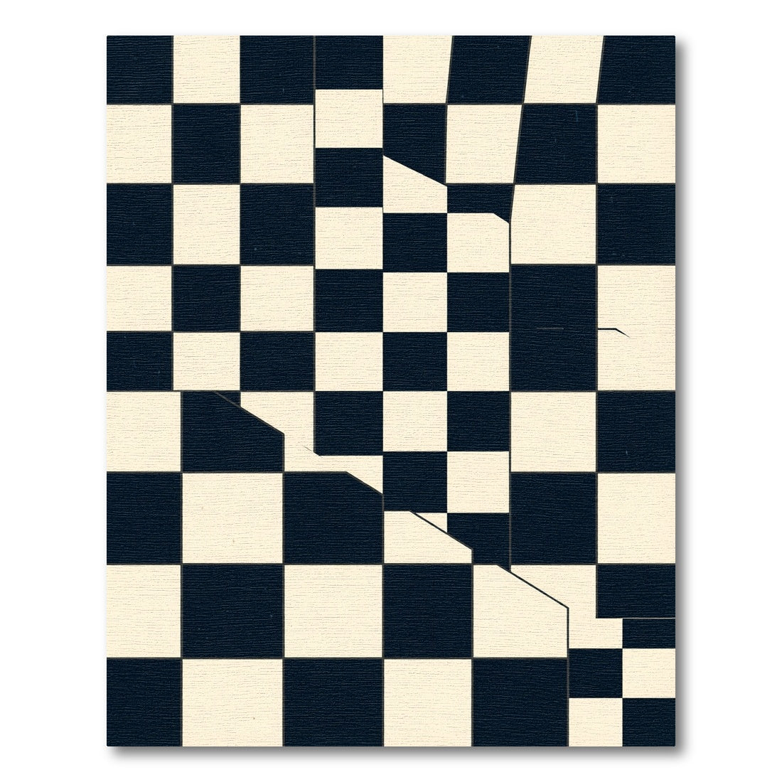 Modern Minimalist Black and White Checkered Abstract Rug