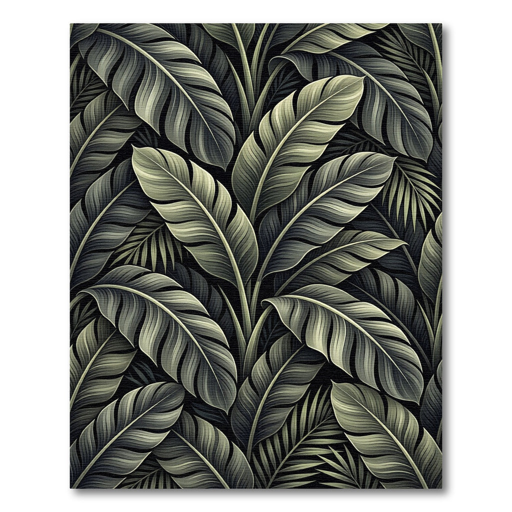 Deep Green Tropical Foliage Rug