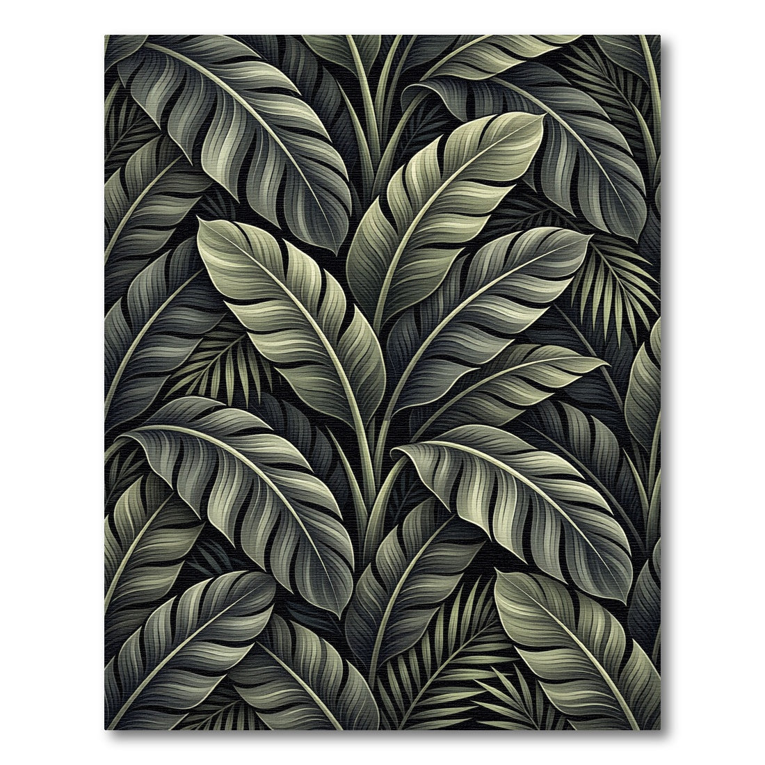 Deep Green Tropical Foliage Rug