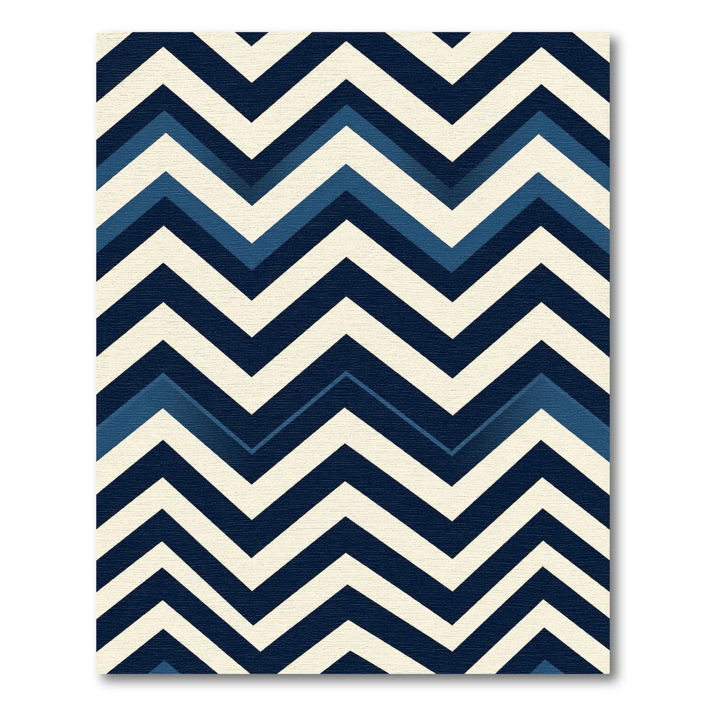 Navy Blue Geometric Chevron Zigzag Rug