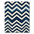 Navy Blue Geometric Chevron Zigzag Rug