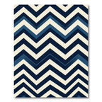 Navy Blue Geometric Chevron Zigzag Rug