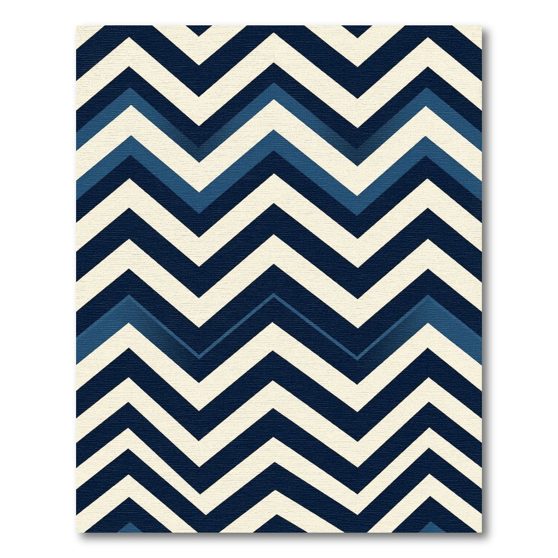 Navy Blue Geometric Chevron Zigzag Rug