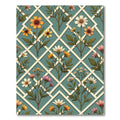 Floral Lattice Teal Meadow Garden Rug