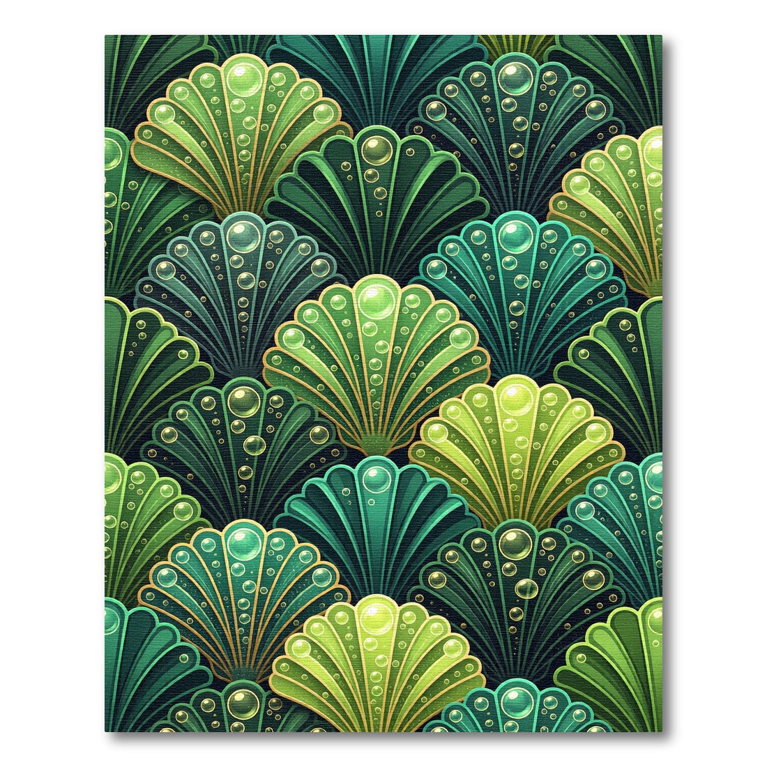 Emerald Green Abstract Fan Bubbles Rug