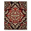 Crimson Ivory Vintage Floral Damask Rug