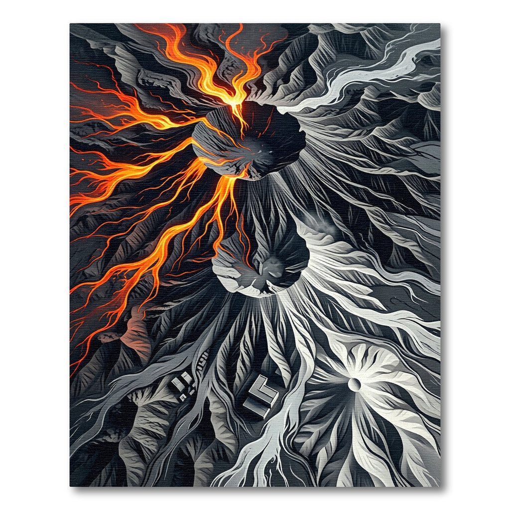 Volcanic Lava Black And White Swirls Rug