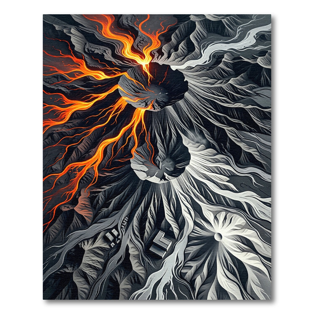 Volcanic Lava Black And White Swirls Rug