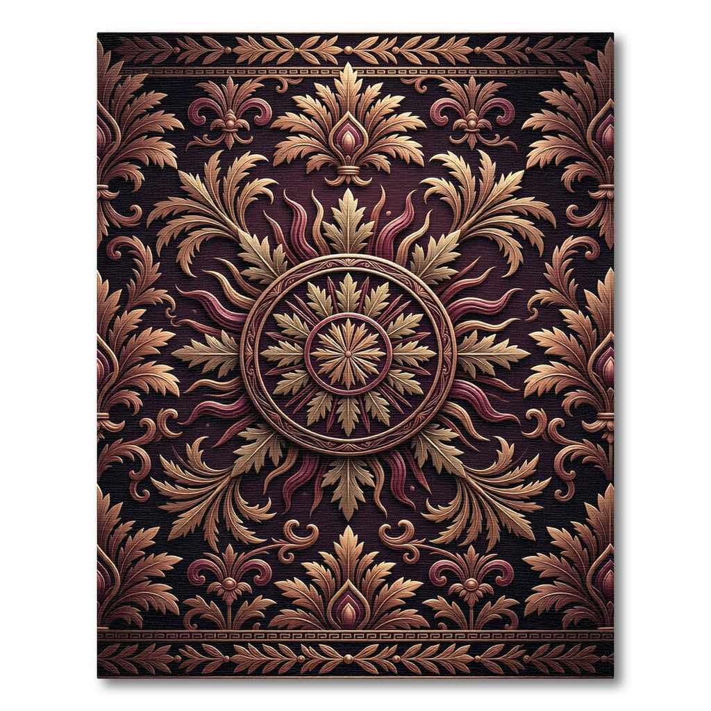 Opulent Bronze Foliage Medallion Rug