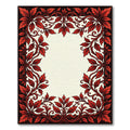 Bold Crimson Leaf Vine Frame Rug