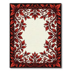 Bold Crimson Leaf Vine Frame Rug