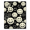 Retro Black and Cream Smiley Icons Rug