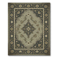 Elegant Sage Floral Medallion Scroll Rug