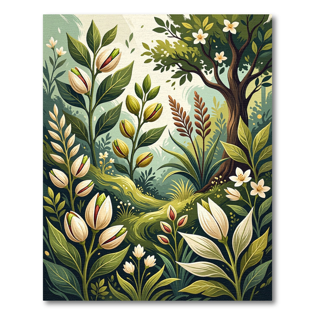 Spring Garden Pistachio Blossom Swirl Rug