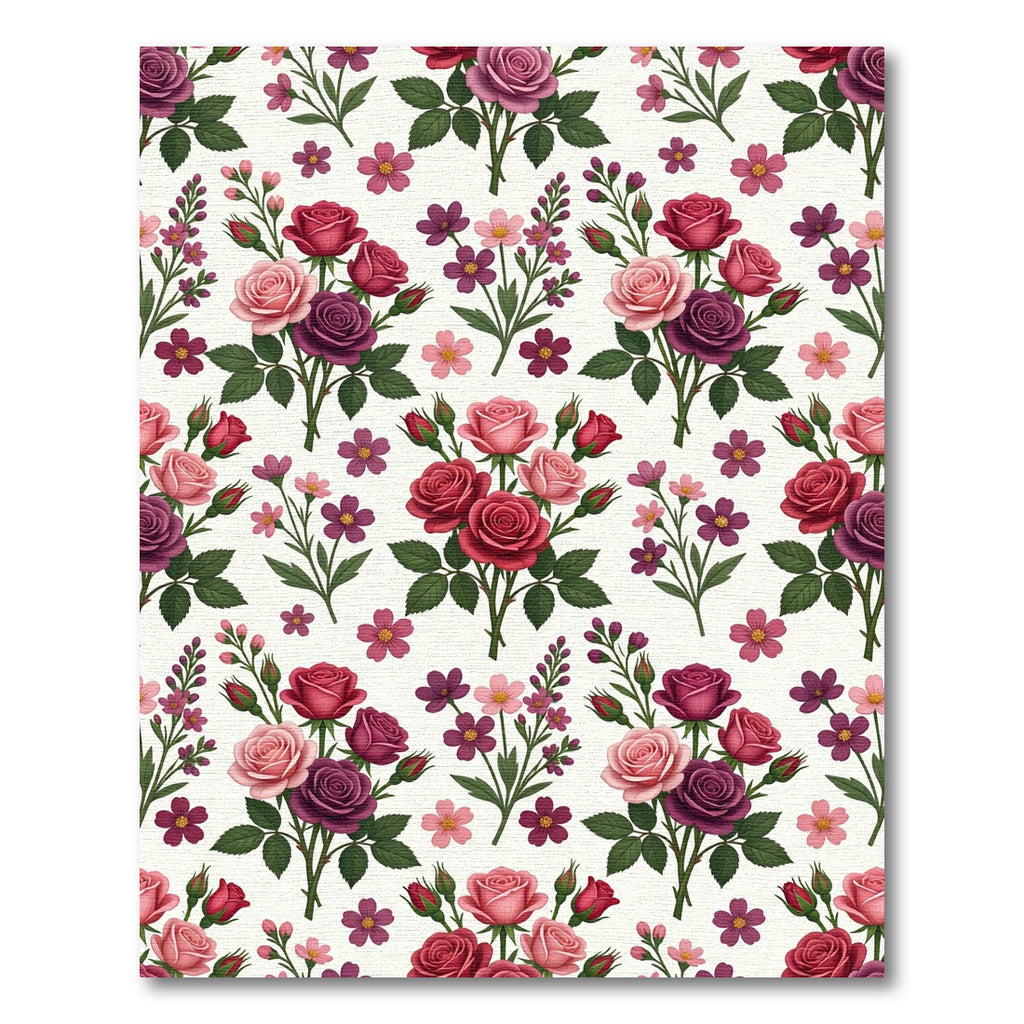 Crimson Fuchsia Pink Rose Bouquet Rug