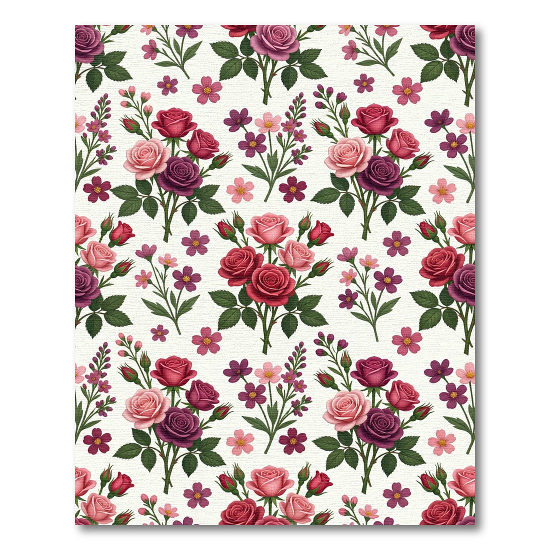 Crimson Fuchsia Pink Rose Bouquet Rug