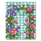 Blue Morning Glory and Pink Rose Trellis Rug