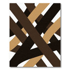 Modern Brown Interlocking Geometric Abstract Rug