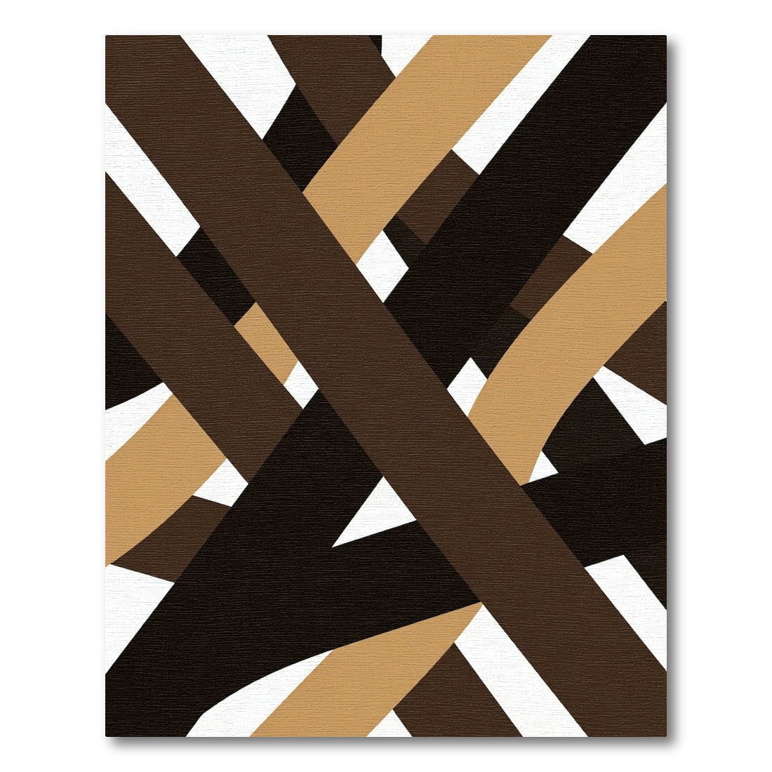 Modern Brown Interlocking Geometric Abstract Rug