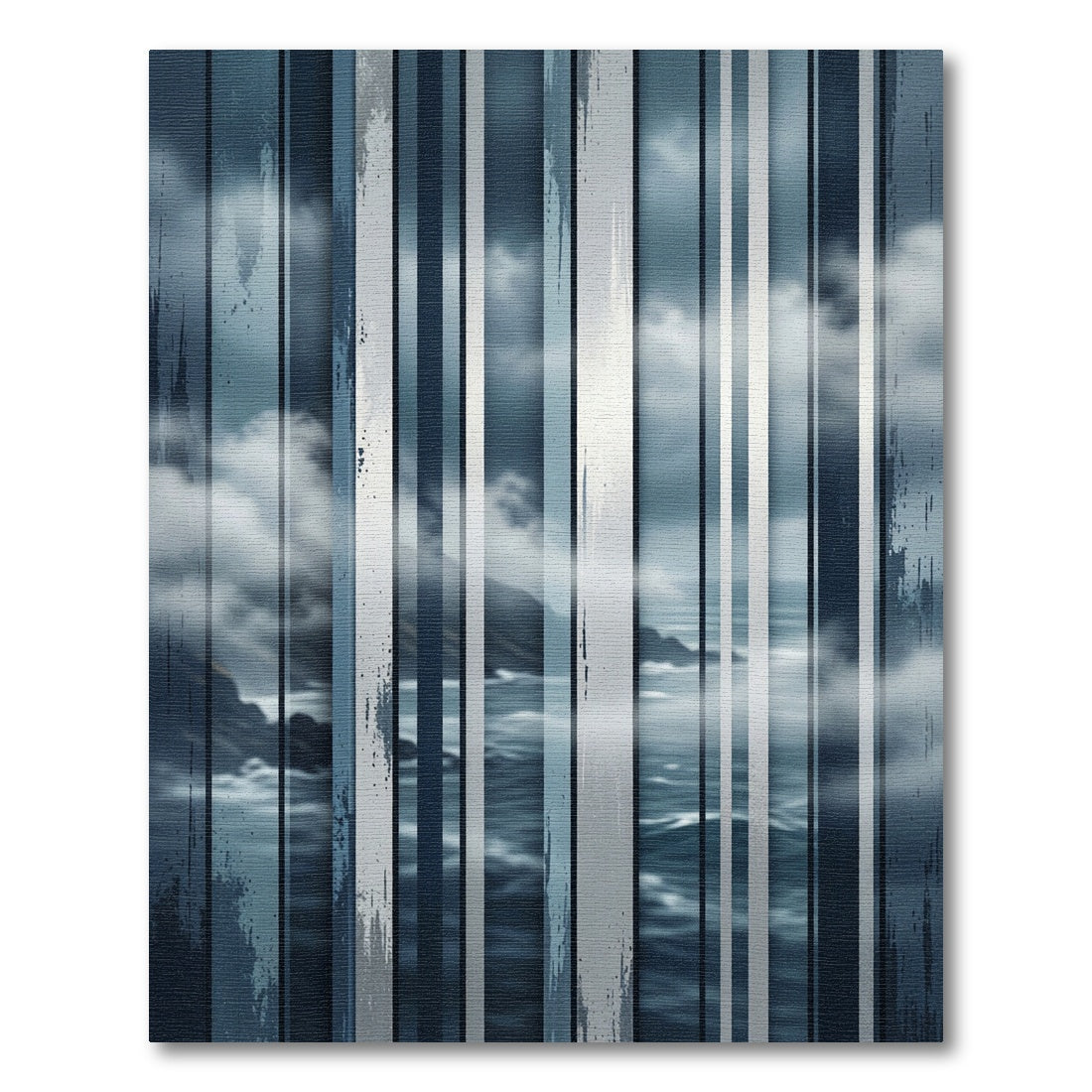 Abstract Coastal Storm Vertical Stripe Art Rug