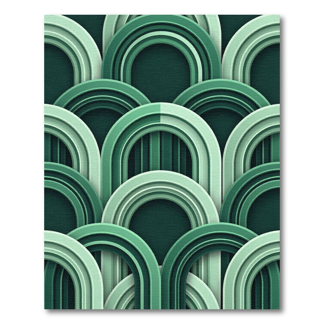 Layered Green Archway Composition Rug
