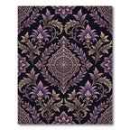 Opulent Purple Gold Ornate Damask Rug