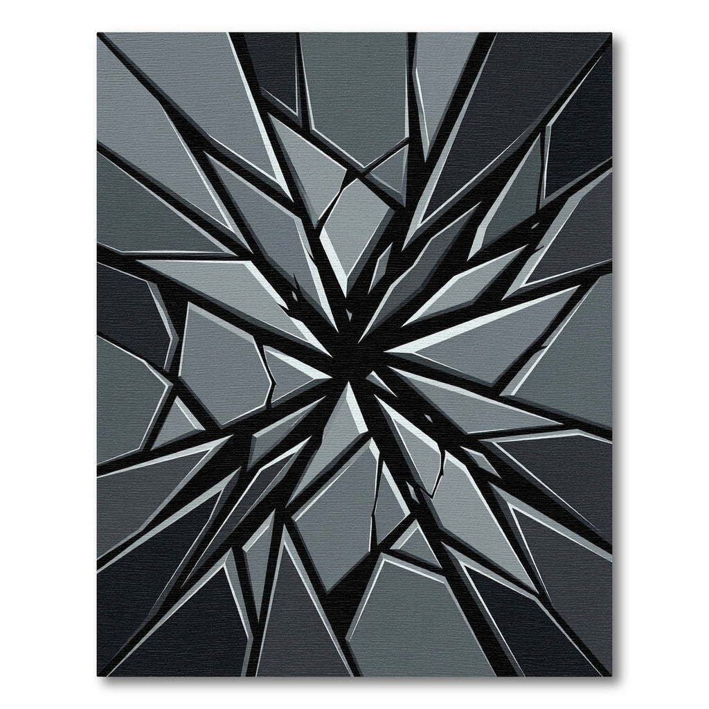 Shattered Dark Gray Geometric Shard Rug