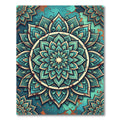 Teal Mandala Medallion Distressed Floral Rug