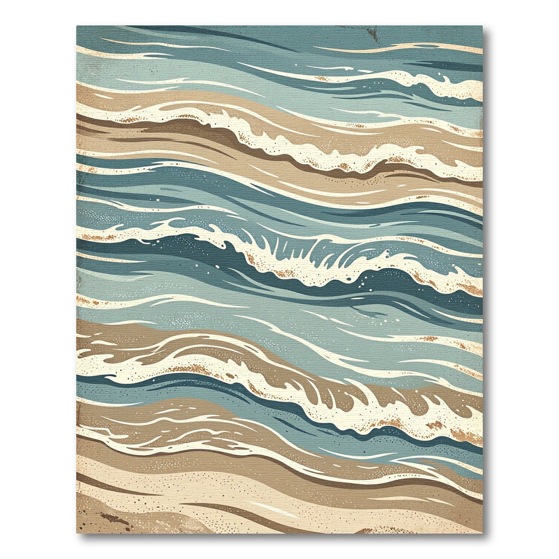 Coastal Waves Abstract Mid Century Rug
