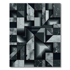 Monochrome Geometric Abstract Stone Tile Rug