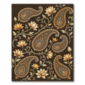 Golden Paisley Lotus Bloom Brown Rug