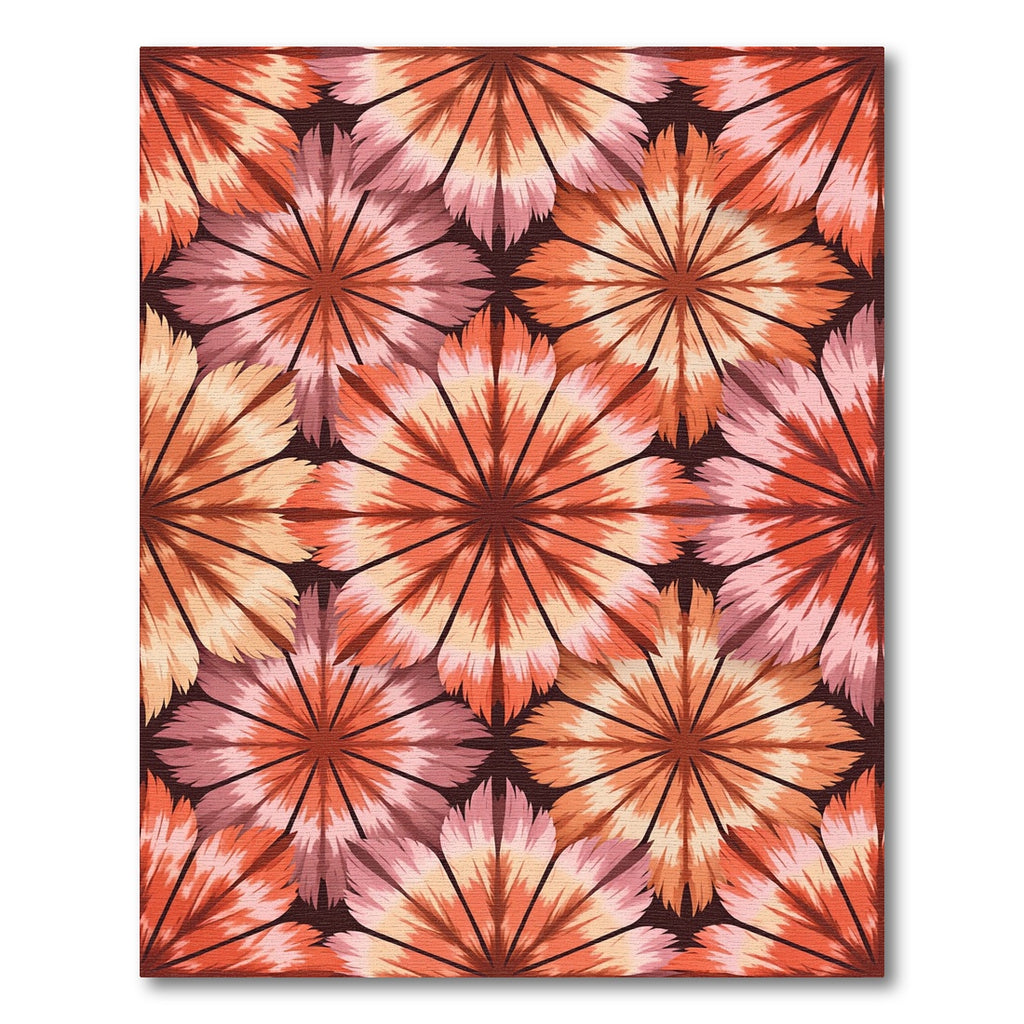 Warm Coral Pink Floral Medallion Rug