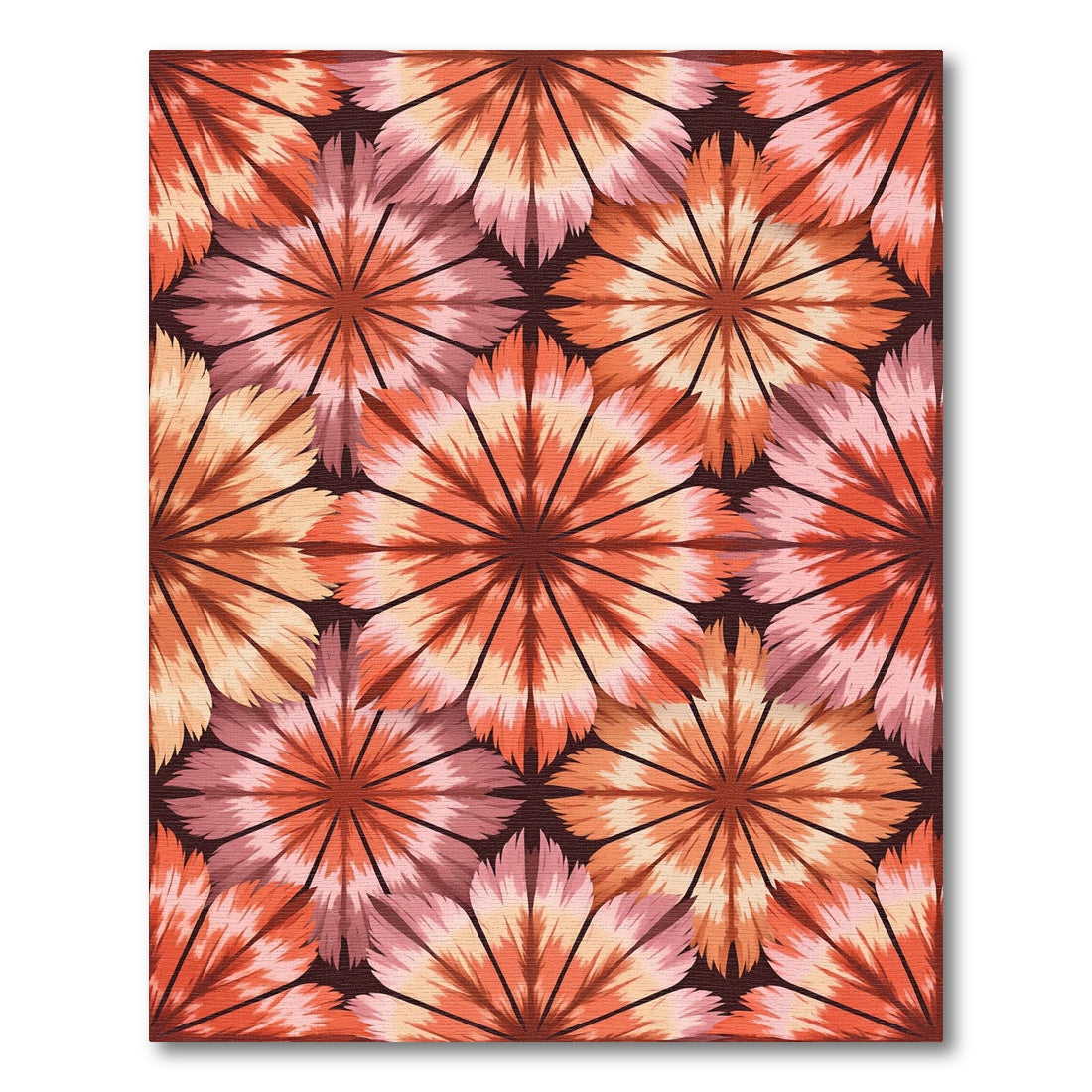 Warm Coral Pink Floral Medallion Rug