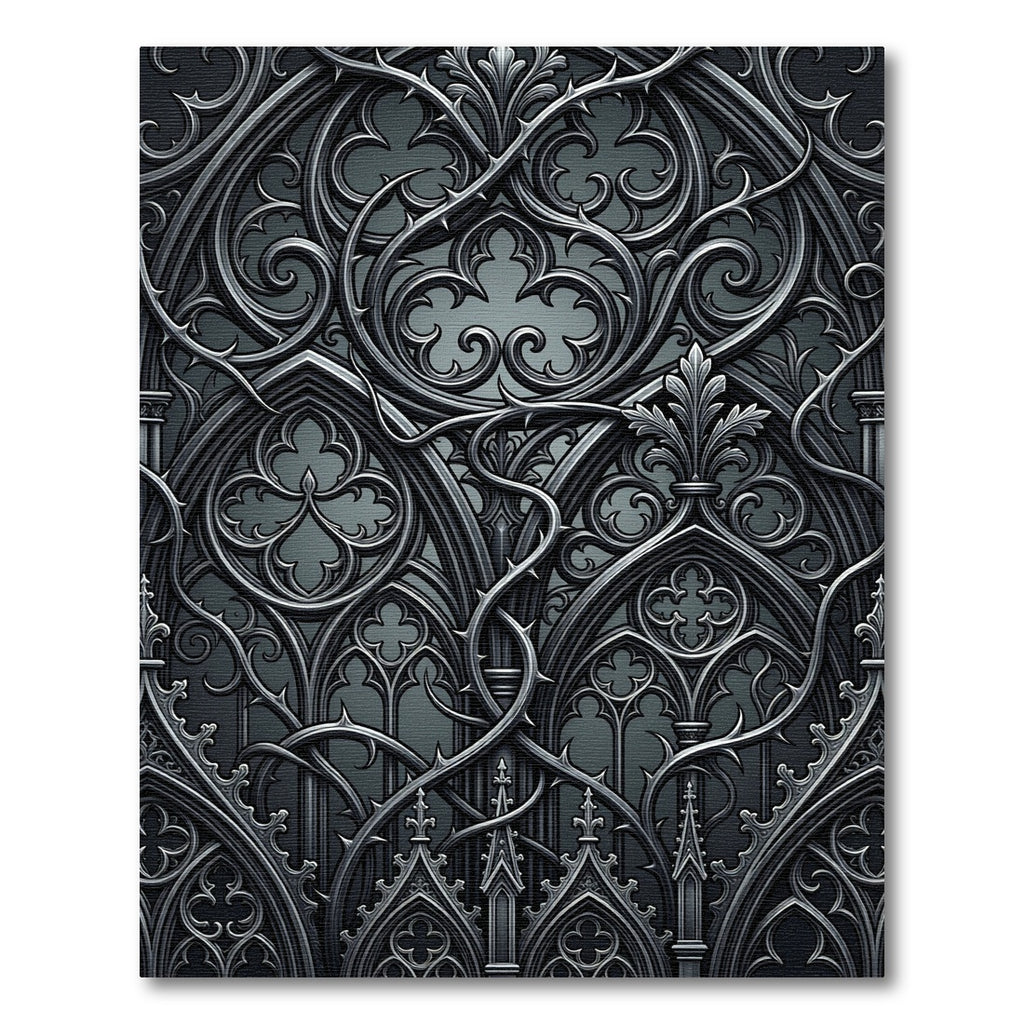 Gothic Revival Dark Metal Spire Rug