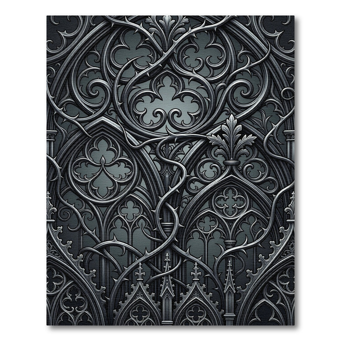Gothic Revival Dark Metal Spire Rug