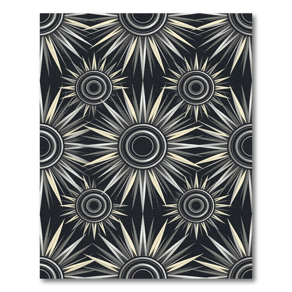 Art Deco Sunburst Silver Gray Rug