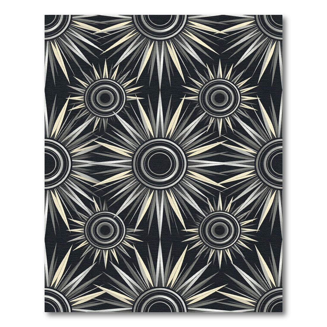 Art Deco Sunburst Silver Gray Rug