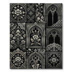 Ornate Gothic Black Lace Floral Accents Rug