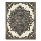 Elegant Slate Floral Damask Medallion Rug