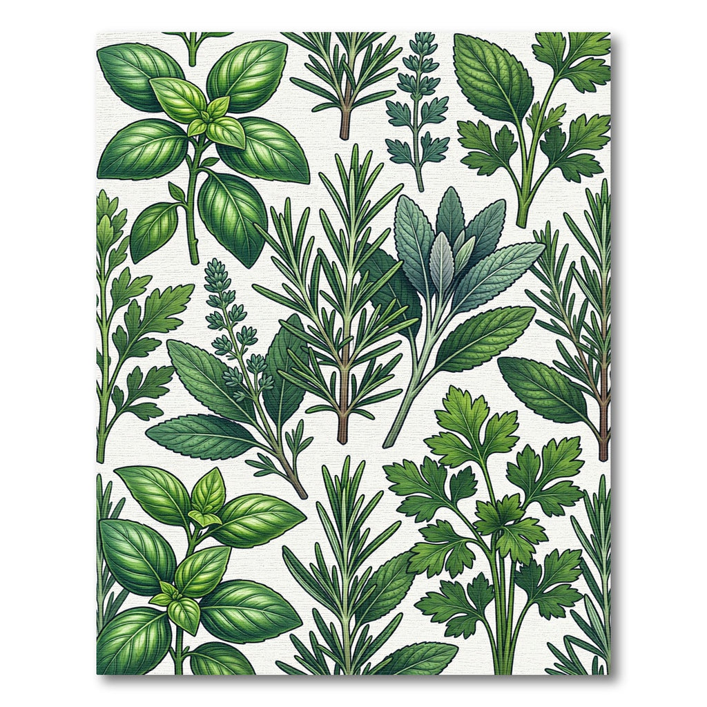 Vibrant Green Culinary Herb Botanical Rug