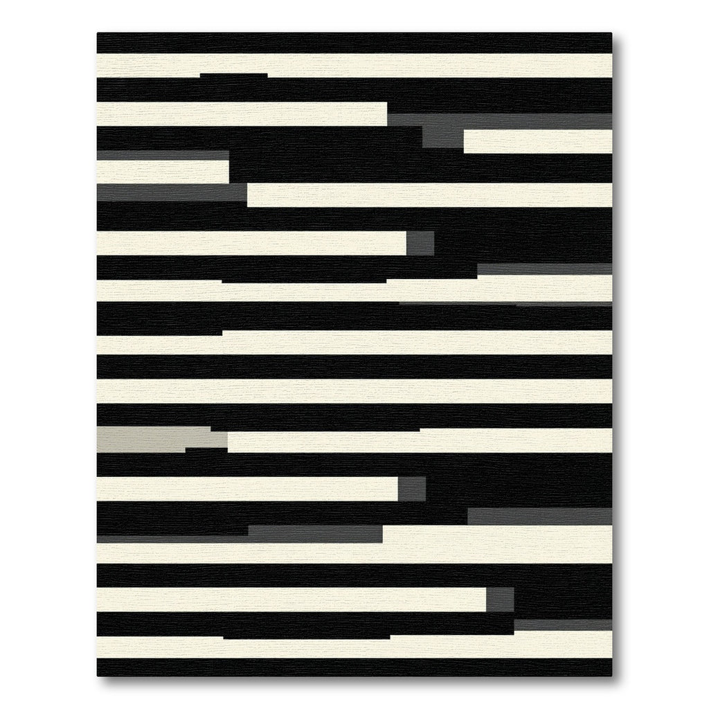 Modern Monochrome Abstract Linear Stripe Rug
