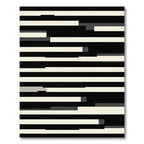 Modern Monochrome Abstract Linear Stripe Rug