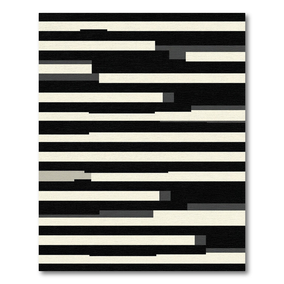 Modern Monochrome Abstract Linear Stripe Rug