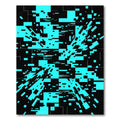 Cyber Neon Blue Digital Glitch Art Rug
