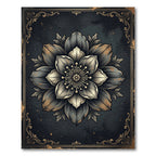Gothic Charcoal Golden Floral Medallion Rug