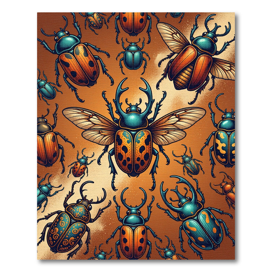 Amber Beetle Insect Art Illustration Rug