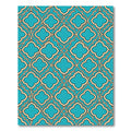 Teal Quatrefoil Lattice Geometric Grid Rug