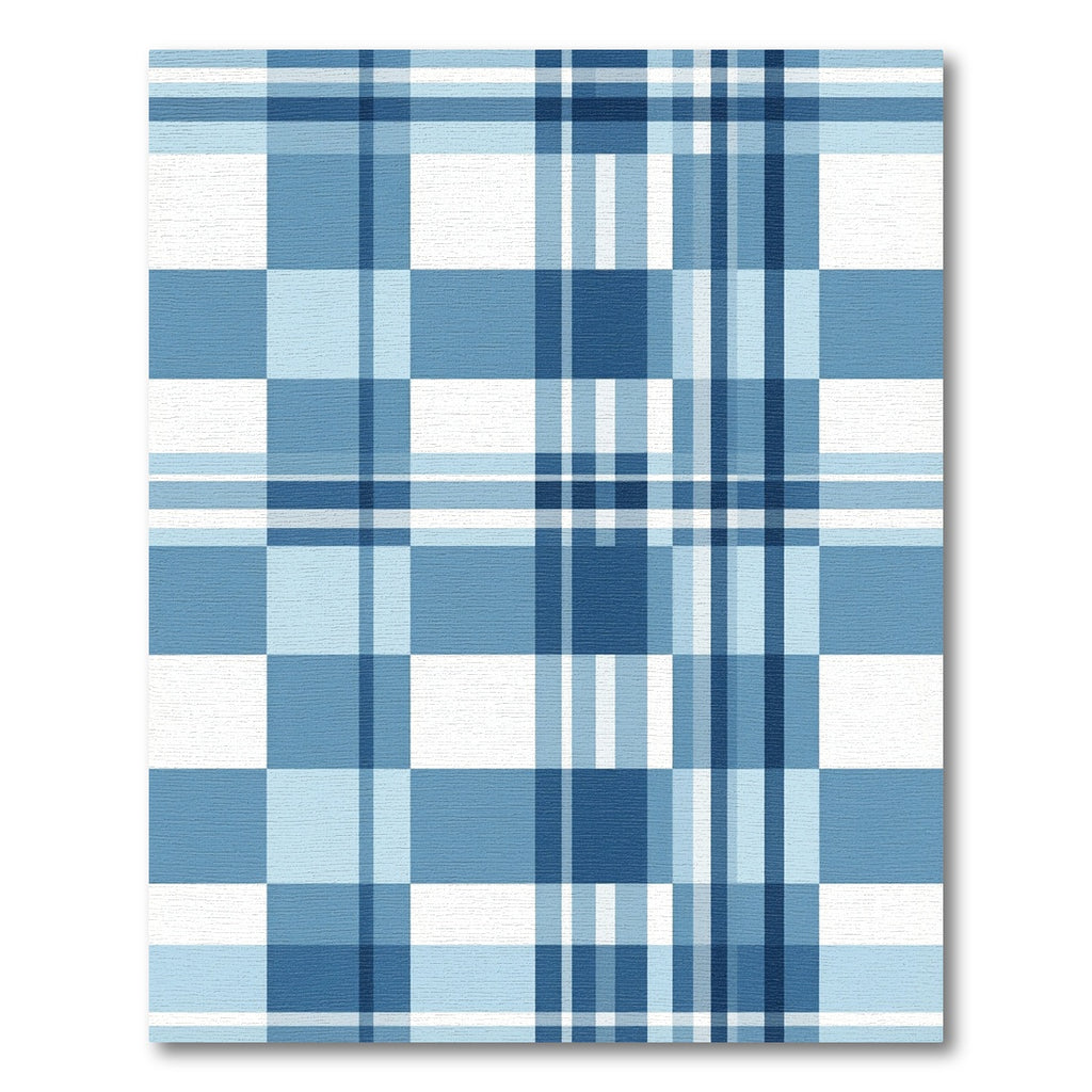 Classic Blue Grid Plaid Check Rug