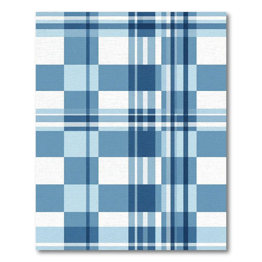 Classic Blue Grid Plaid Check Rug