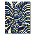 Deep Blue Cream Swirl Abstract Rug